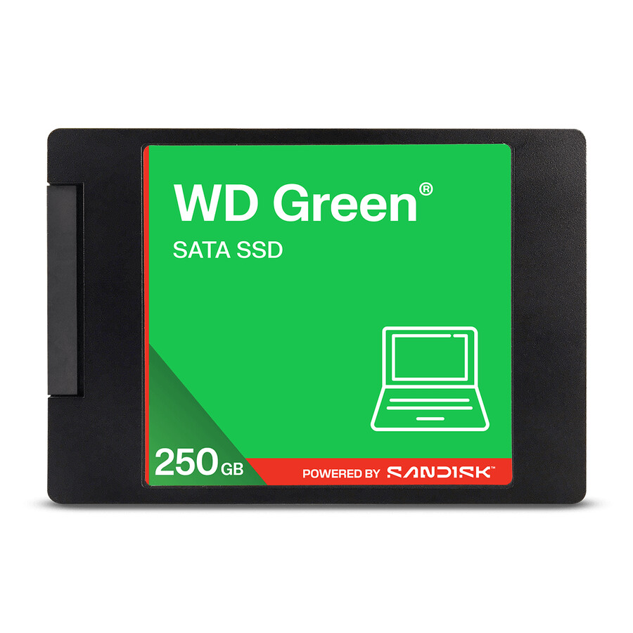 ssd sata wd green de 25 pulgadas y 250 gb con carcasa de 7 mm y 25 sandisk